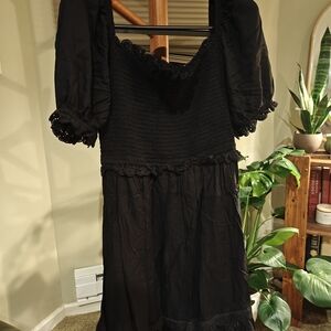 Topshop Black Long Sleeve Dress with Lace Detail